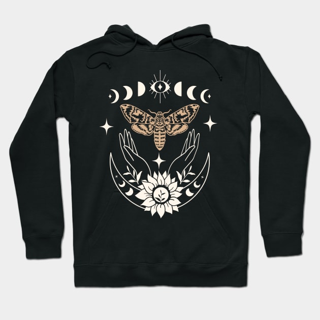 Mystical Moth Celestial Moon phase Hoodie by Nice Surprise